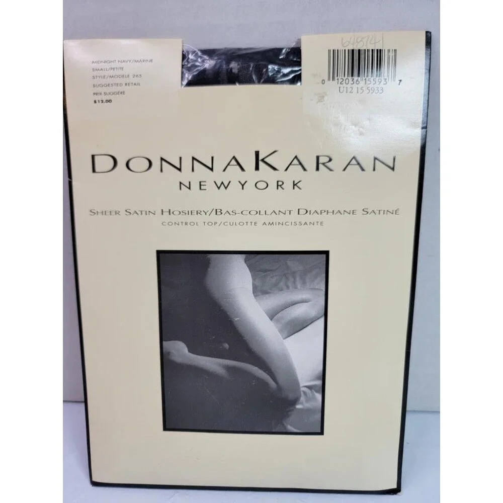 Donna Karan New York Sheer Satin Hosiery Midnight Navy Small Petite Control Top